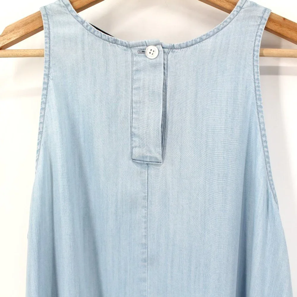 Rails Anya Dress Sleeveless Blue Tencel Trapeze A-Line Pockets Mini Swing SZ L - Picture 5 of 8